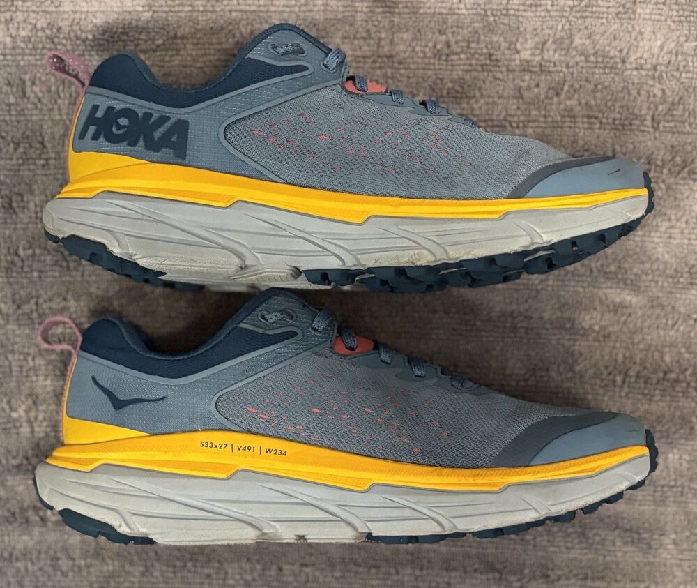 Hoka Challenger Atr 6 Blue Grey Yellow Running Shoes Womens Size 7.5B